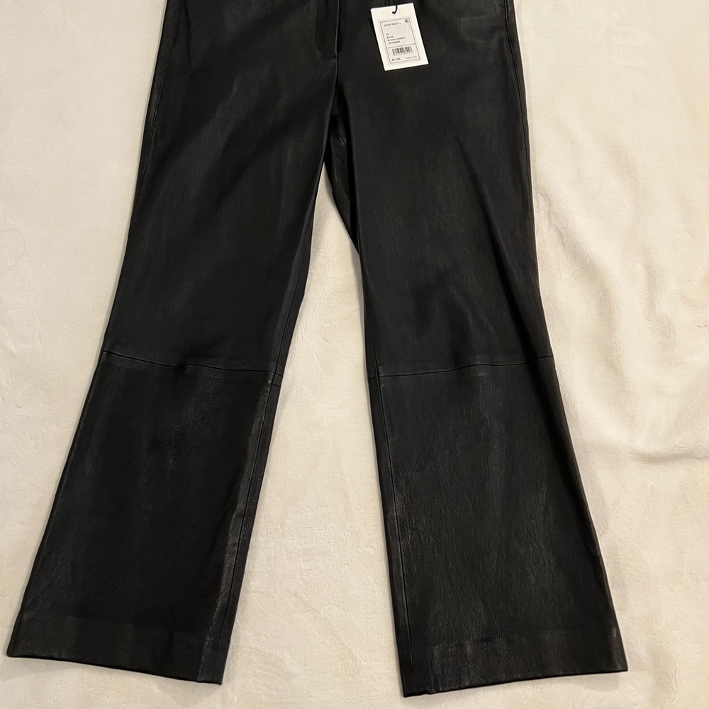 Theory Black Leather Cropped Pants